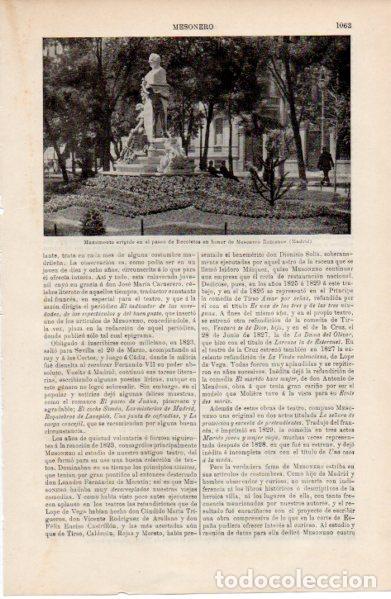 Otros art&iacute;culos de coleccionismo en papel: LAMINA ESPASA V52619: Monumento de Mesonero Romanos, Madrid