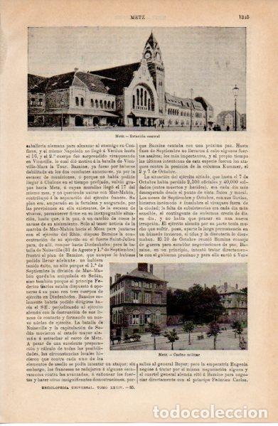 Sammelleidenschaft Andere Papierartikel: LAMINA ESPASA V52647: Estacion y Casino militar de Metz