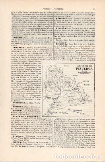 Sammelleidenschaft Andere Papierartikel: LAMINA ESPASA V52338: Mapa de la cuenca del Pisuerga