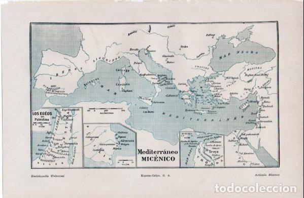 Sammelleidenschaft Andere Papierartikel: LAMINA ESPASA V52657: Mapa del Mediterraneo Micenico