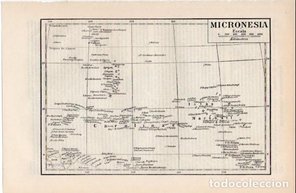 Sammelleidenschaft Andere Papierartikel: LAMINA ESPASA V52662: Mapa de Micronesia