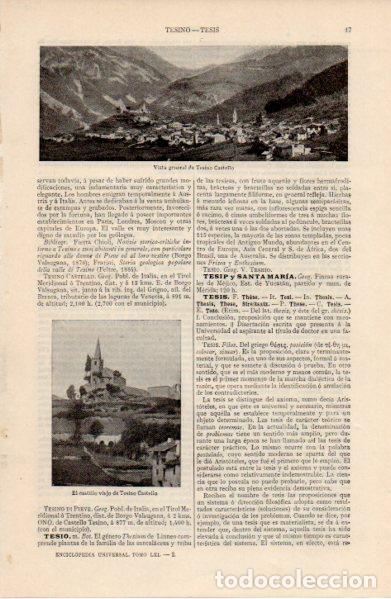 Sammelleidenschaft Andere Papierartikel: LAMINA ESPASA V52672: Vista y el castillo de Tesino Castello