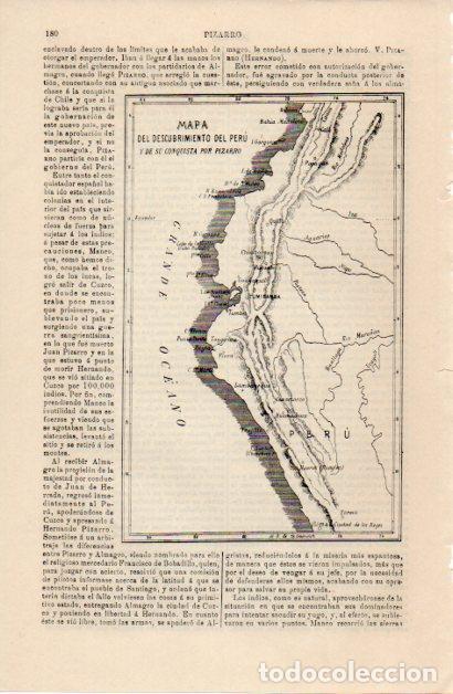 Sammelleidenschaft Andere Papierartikel: LAMINA ESPASA V52348: Mapa del descubrimiento del Peru por Pizarro