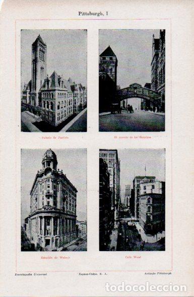 Paper Collecting Others: LAMINA ESPASA V52345: Palacio de Justicia, estacion Wabash y puente de los Suspiros en Pittsburgh