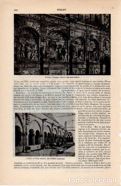 Sammelleidenschaft Andere Papierartikel: LAMINA ESPASA V52403: Claustro y altar mayor del Monasterio de Poblet