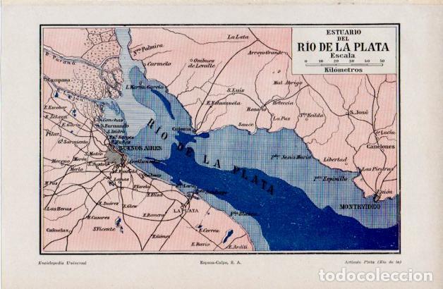 Sammelleidenschaft Andere Papierartikel: LAMINA ESPASA V52375: Mapa del estuario del rio de La Plata