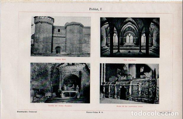 Collectionnisme Papier divers: LAMINA ESPASA V52396: Vistas del Monasterio de Poblet