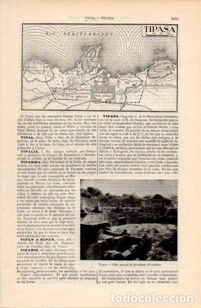 Collectionnisme Papier divers: LAMINA ESPASA V52807: Tipasa, mapa y ruinas el ninfeo