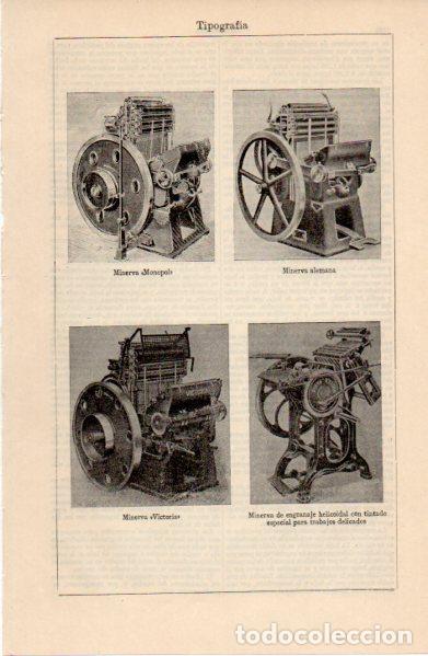 Collectionnisme Papier divers: LAMINA ESPASA V52812: Maquinas Minerva para tipografia