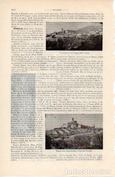 Collectionnisme Papier divers: LAMINA ESPASA V52410: Vista y castillo de Poggio, Italia