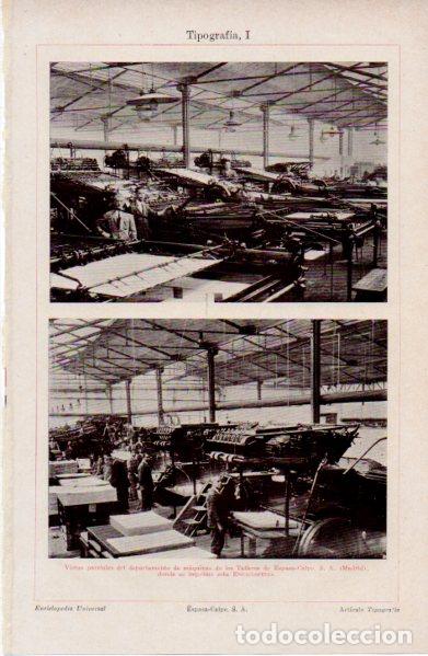 Collectionnisme Papier divers: LAMINA ESPASA V52829: Maquinas talleres de Espasa Calpe en Madrid