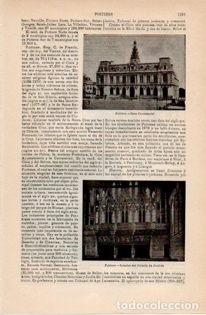 Collectionnisme Papier divers: LAMINA ESPASA V52415: Casa Consistorial y Palacio de Justicia de Poitiers