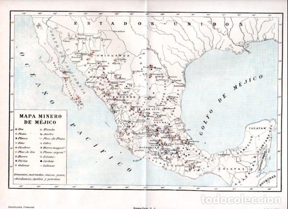Collectionnisme Papier divers: LAMINA ESPASA V52837: Mapa minero de Mejico