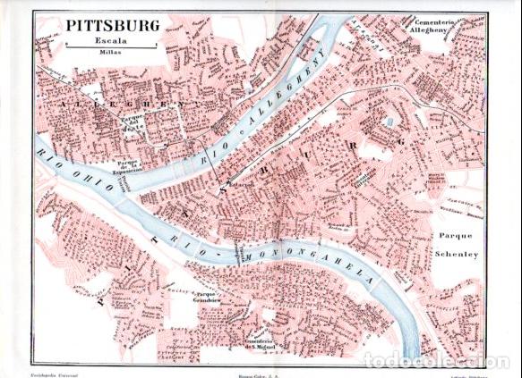 Collectionnisme Papier divers: LAMINA ESPASA V52852: Plano de Pittsburg, Estados Unidos