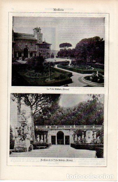 Otros art&iacute;culos de coleccionismo en papel: LAMINA ESPASA V52440: Villa Medicis y Jardines, Roma