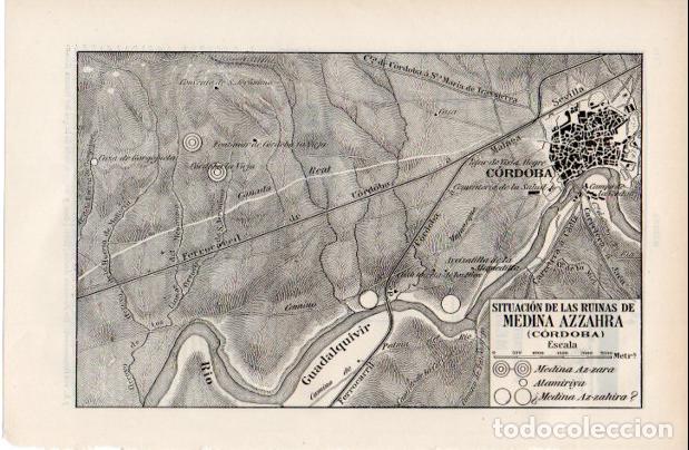 Otros art&iacute;culos de coleccionismo en papel: LAMINA ESPASA V52451: Mapa de situacion ruinas de Medina Azzahra, Cordoba