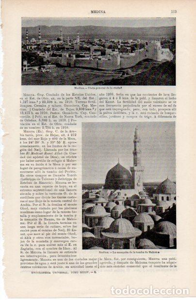Collectionnisme Papier divers: LAMINA ESPASA V52450: Vista y mezquita de la tumba de Mahoma en Medina