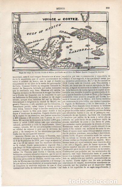 Collectionnisme Papier divers: LAMINA ESPASA V52493: Mapa del viaje de H. Cortes a Mejico