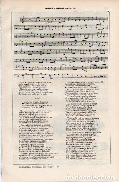 Collectionnisme Papier divers: LAMINA ESPASA V52491: Himno nacional de Mejico