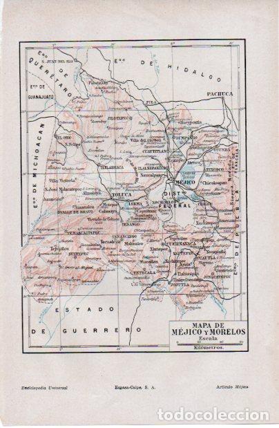 Collectionnisme Papier divers: LAMINA ESPASA V52496: Mapa de Mejico y Morelos