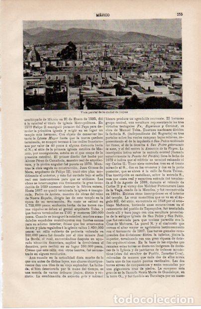 Collectionnisme Papier divers: LAMINA ESPASA V52501: Vista parcial de la ciudad de Mejico