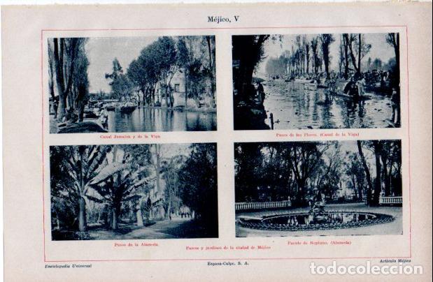 Collectionnisme Papier divers: LAMINA ESPASA V52506: Paseos y jardines de la ciudad de Mejico