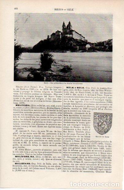 Otros art&iacute;culos de coleccionismo en papel: LAMINA ESPASA V52521: Abadia y escudo de Melk, Austria