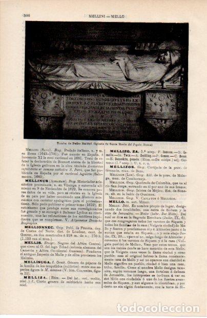 Altri oggetti di carta: LAMINA ESPASA V52531: Tumba de Pedro Mellini, Iglesia del Popolo Roma
