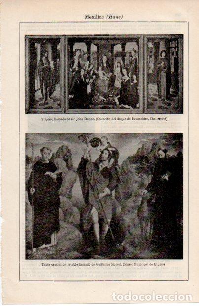Altri oggetti di carta: LAMINA ESPASA V52536: Retable llamado Moreel por Hans Memling