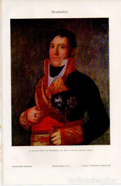Altri oggetti di carta: LAMINA ESPASA V52545: General Gabriel de Mendizabal por Goya