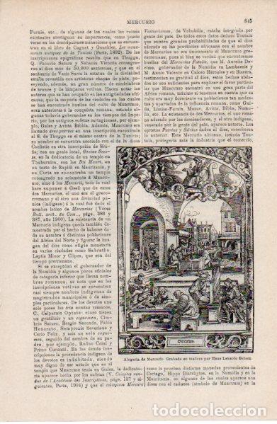 Altri oggetti di carta: LAMINA ESPASA V52583: Alegoria de Mercurio por Hans Lebaldo Beham