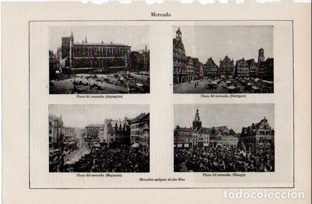 Otros art&iacute;culos de coleccionismo en papel: LAMINA ESPASA V52570: Plaza del mercado de Aquisgran, Stuttgart, Maguncia y Nimega