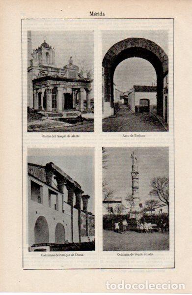 Paper Collecting Others: LAMINA ESPASA V52591: Templo de Marte y de Diana, arco de Trajano en Merida