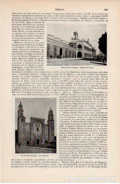 Paper Collecting Others: LAMINA ESPASA V52595: Palacio de Peon y Catedral de Merida del Yucatan