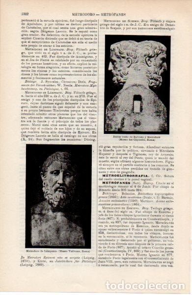 Otros art&iacute;culos de coleccionismo en papel: LAMINA ESPASA V52638: Metrodoro de Lampsaco, Museo Vaticano