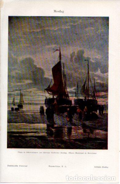 Otros art&iacute;culos de coleccionismo en papel: LAMINA ESPASA V52610: Playa de Scheveningen por E. Guillermo Mesdag