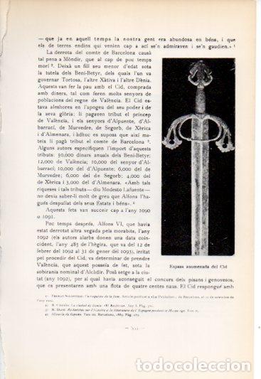 Otros art&iacute;culos de coleccionismo en papel: LAMINA V54147: Espasa anomenada del Cid - Antoni Rovira i Virgili