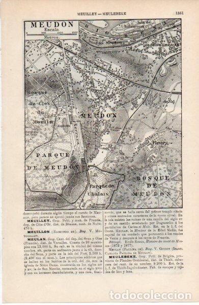 Otros art&iacute;culos de coleccionismo en papel: LAMINA ESPASA V52650: Plano de Meudon, Francia
