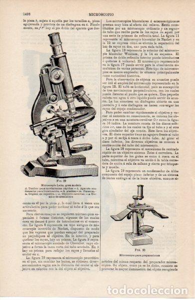Otros art&iacute;culos de coleccionismo en papel: LAMINA ESPASA V52666: Microscopio Leitz gran modelo