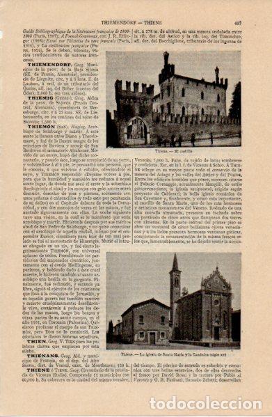 Outros artigos de papel: LAMINA ESPASA V52718: Castillo e iglesia de Santa Maria en Thiene, Italia