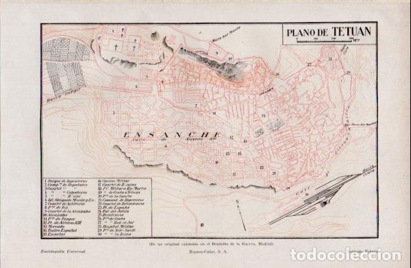 Outros artigos de papel: LAMINA ESPASA V52690: Plano de Tetuan, Marruecos