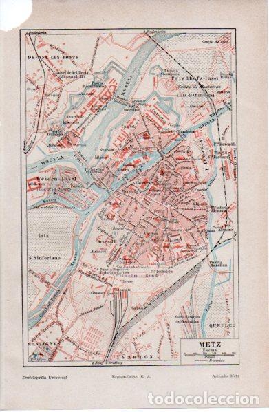 Outros artigos de papel: LAMINA ESPASA V52728: Plano de Metz, Francia
