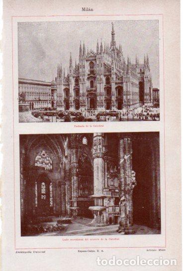 Outros artigos de papel: LAMINA ESPASA V54896: Catedral de Milan fachada y crucero - Varios