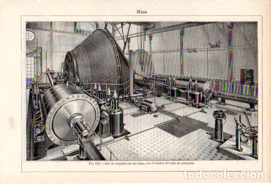 Paper Collecting Others: LAMINA ESPASA V54926: Sala de maquinas con tambor cable extracion de una mina - Varios