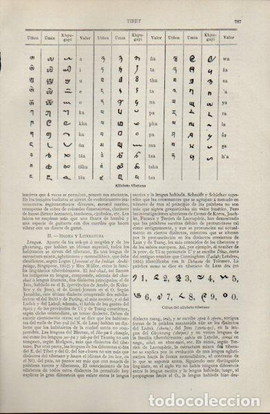 Paper Collecting Others: LAMINA ESPASA V52741: Alfabeto y cifras tibetano