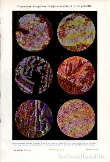 Paper Collecting Others: LAMINA ESPASA V54934: Preparaciones micrograficas de minerales a luz polarizada - Varios