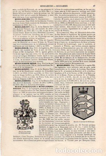 Paper Collecting Others: LAMINA ESPASA V54946: Escudos de armas de Middlesbrough y Middiesex - Varios