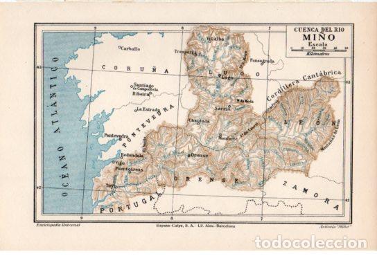 Sammelleidenschaft Andere Papierartikel: LAMINA ESPASA V54956: Mapa de la cuenca del rio MI&ntilde;o - Varios