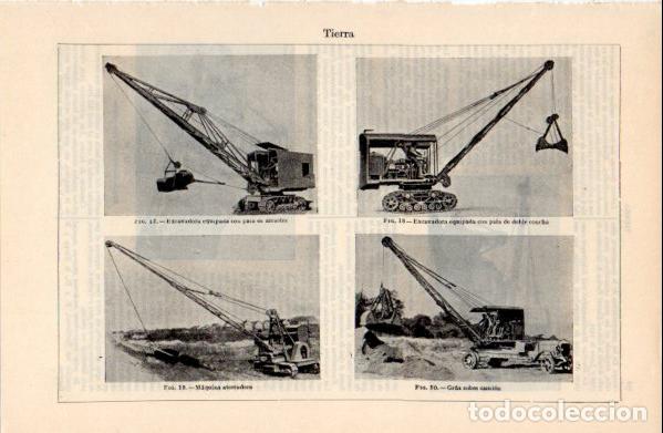 Sammelleidenschaft Andere Papierartikel: LAMINA ESPASA V52761: Excavadora, maquina aterradora y grua sobre camion