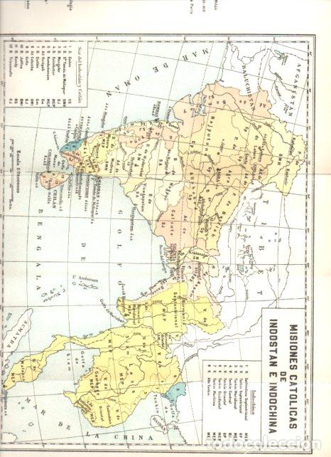 Outros artigos de papel: LAMINA ESPASA V55019: Mapa Misiones Catolicas de Indostan e Indochina - Varios